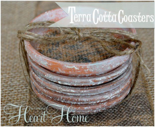 DIY Ideas for Clay Pots - Terra Cotta Coasters - Cute Gardening Projects Tutorials for Decorating Pots - Pretty Rustic and Farmhouse Planters for Cheap Home Decor