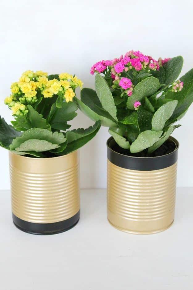 Easy DIY Tin Can Flower Pots, low effort once the supplies are laid out and a look that outshines anything bought ready made