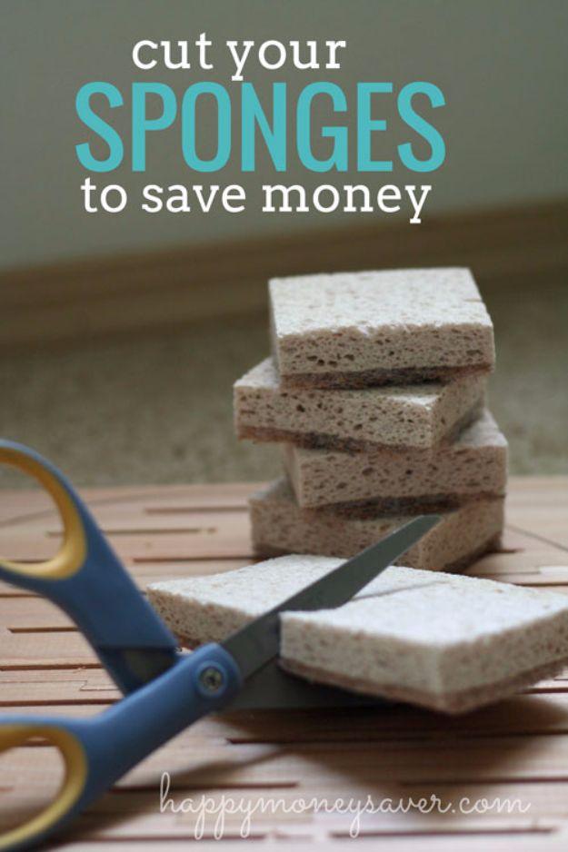 Ways to Save Money in 2018 - Cut your Sponges to Save Money - Easy Money Saving Ideas and Tips for Budgeting - Cool Idea for Budget Planning and Smart Financial Advice for Beginner