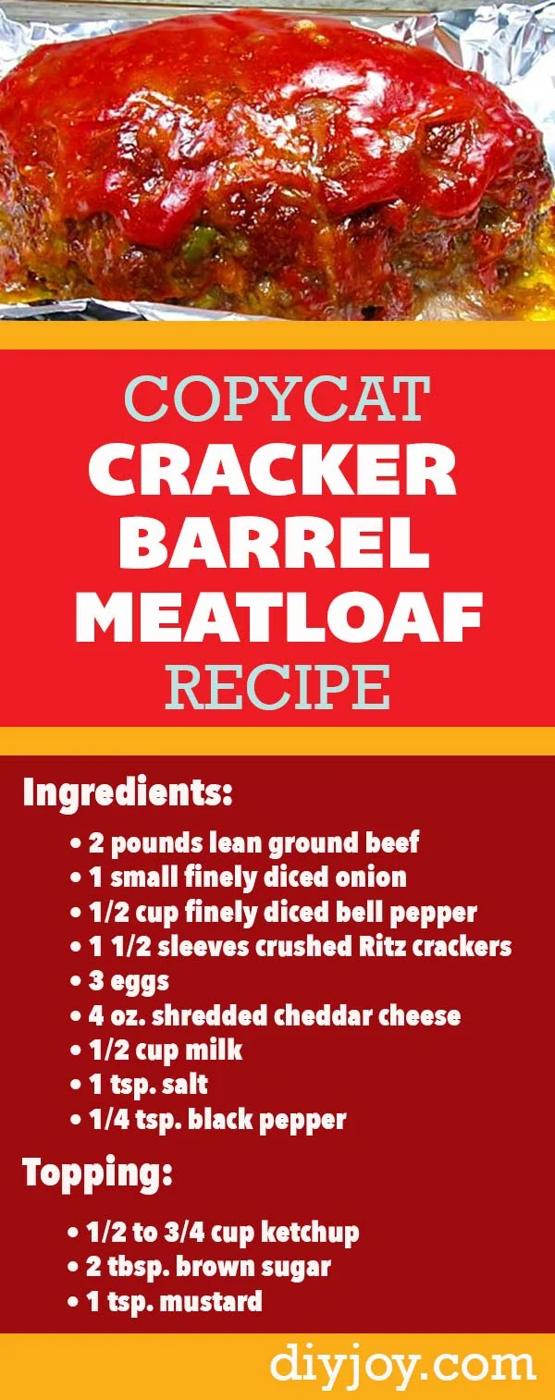Easy Ground Beef Recipes - How to Make Cracker Barrel Meatloaf Recipe - Copycat Restaurant Recipe Ideas