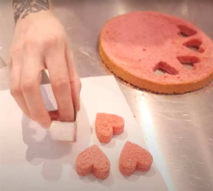 ingredients for baking a heart inside a cupcake