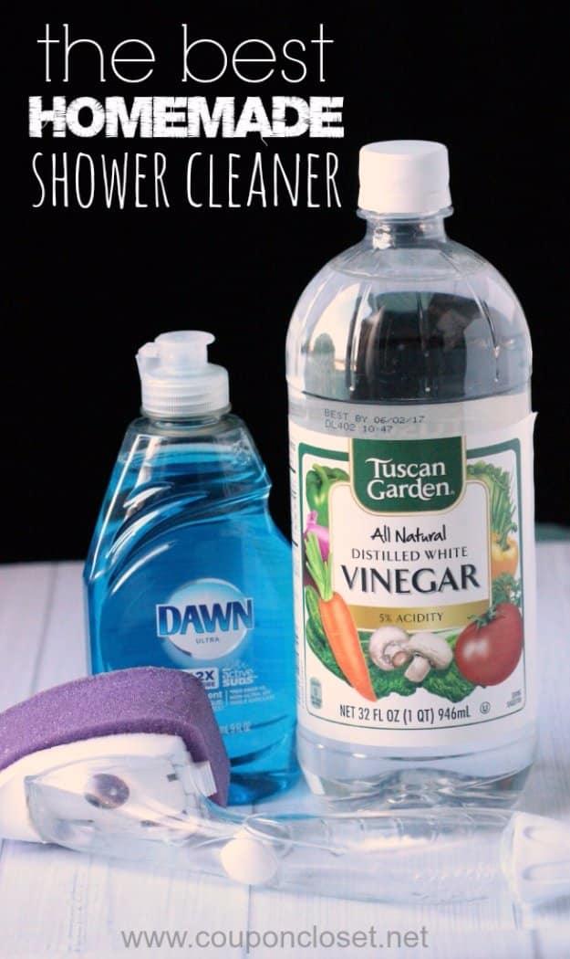 Homemade Shower Cleaner Recipe, simple enough to mix up in a spare bottle and easy to fit into a weekend