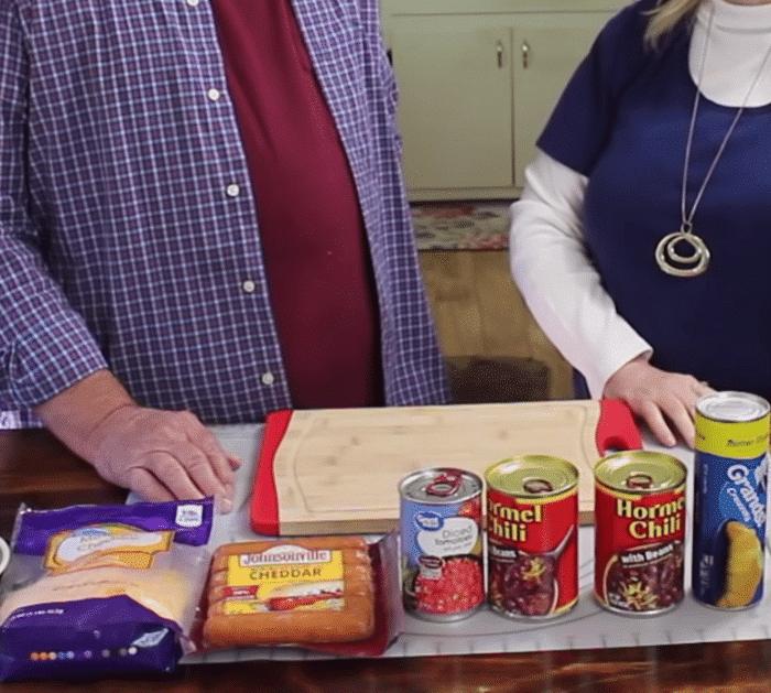 Ingredients for Chili Cheese Hot Dog Casserole
