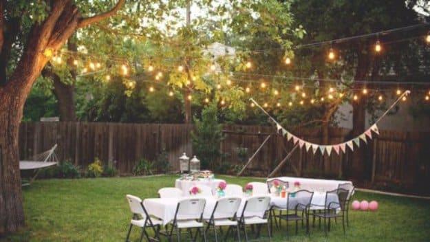Romantically Rustic DIY Backyard Lighting, flexible enough to adjust as you go and an idea worth saving for later