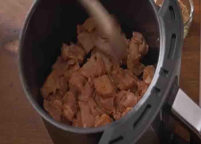 Air frying the sesame chicken