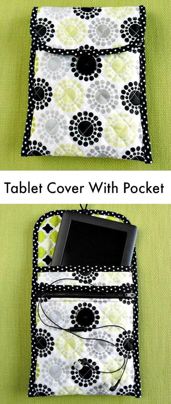 Sewn padded tablet cover in a favorite fabric print, a practical handmade tech accessory that appeals to all ages