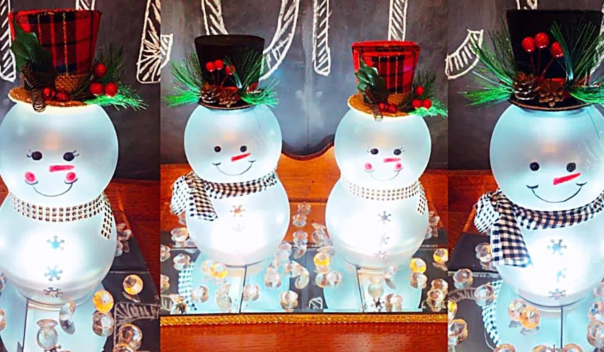 How To Make A Dollar Tree DIY Lighted Snowman