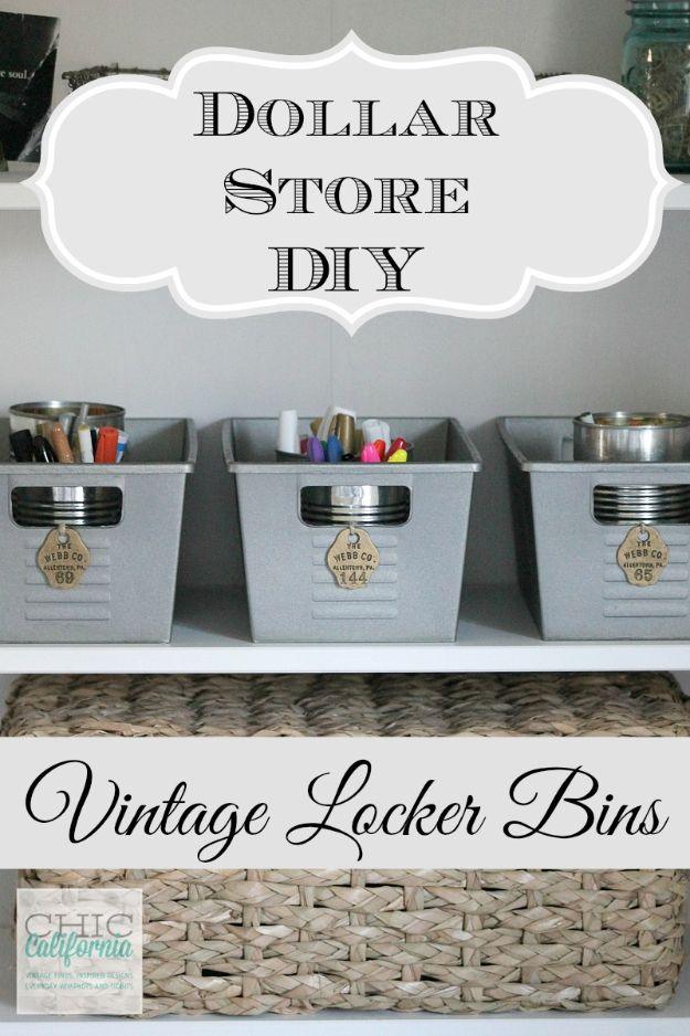 Vintage Locker Bins, an easy weekend project that clears the clutter and a creative storage idea on a tight budget