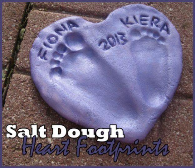 Salt Dough Footprint Heart, worth bookmarking for your next project and an idea worth saving for later