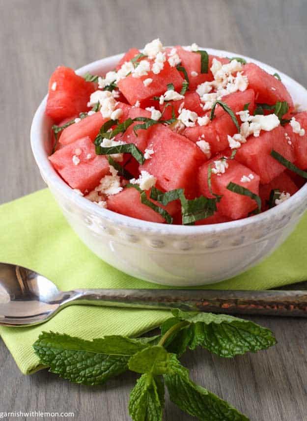 Labor Day Party Food Ideas - Watermelon & Feta Salad Recipe - DIY Projects & Crafts by Sueeye at