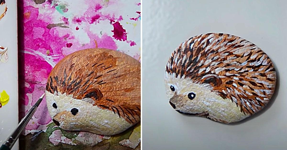 How To Paint A Hedgehog Rock