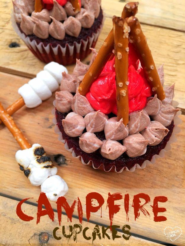 Cool Cupcake Decorating Ideas - Campfire Cupcakes - Easy Ways To Decorate Cute, Adorable Cupcakes - Quick Recipes and Simple Decorating Tips With Icing, Candy, Chocolate, Buttercre