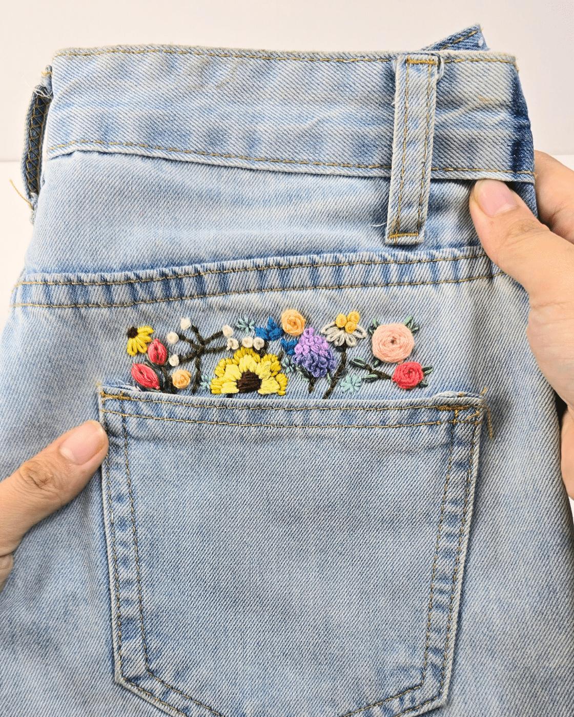 Floral Embroidery For Jean Pockets — other crafts you should try