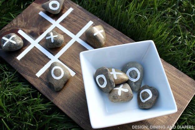 Outdoor Tic Tac Toe Game for Summer, a backyard project idea, and a nice way to make a plain corner feel finished