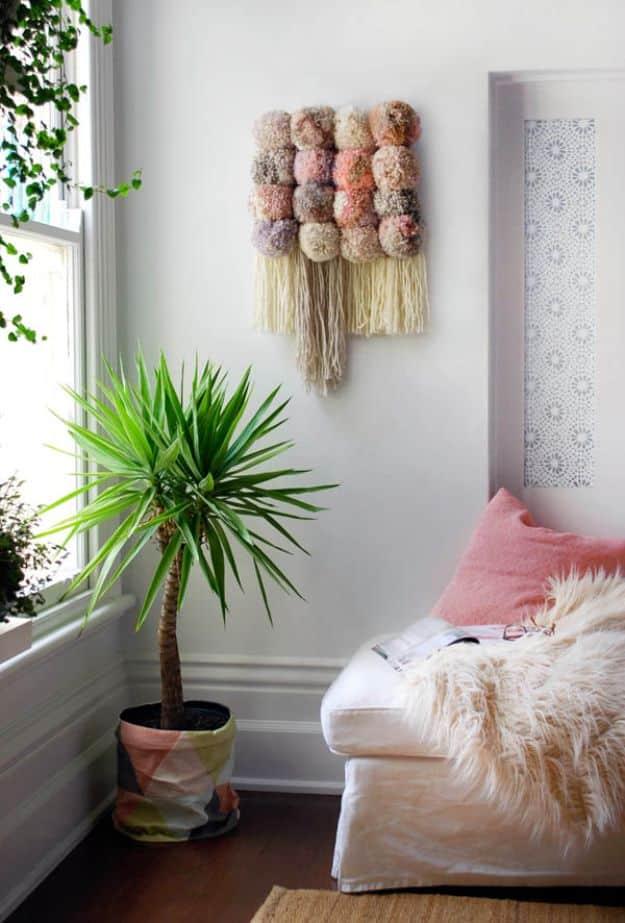 Pom Pom Wall Hanging, a boho textile accent, fast enough to squeeze into a lunch break and a statement worth the extra effort
