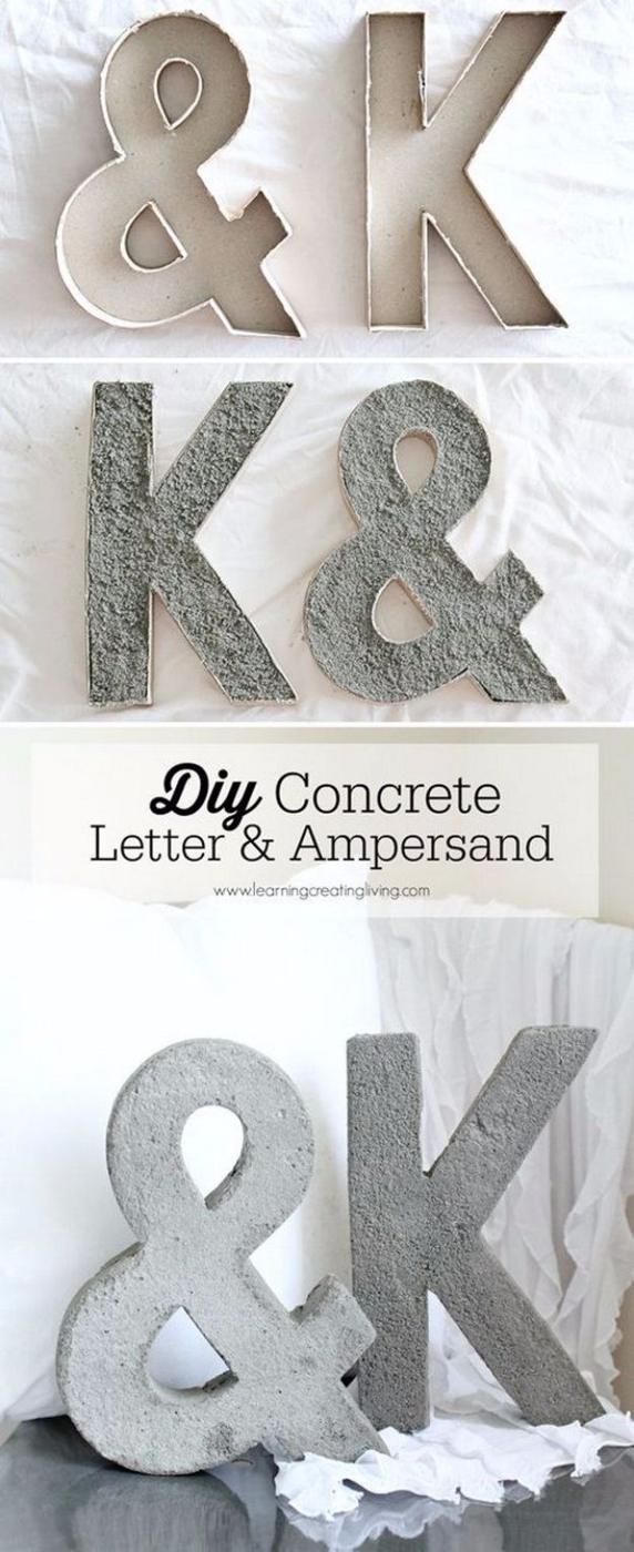 DIY Concrete Letter And Ampersand, compact enough to knock out at the kitchen table and a showpiece guests linger over