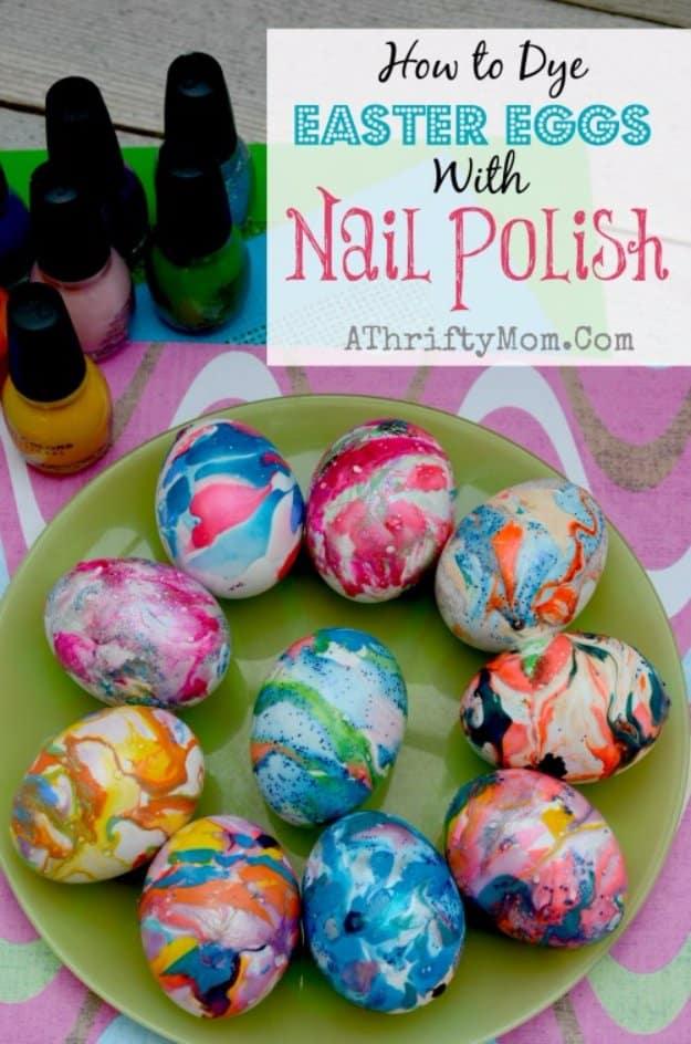 Easter Egg Decorating Ideas - Nail Polish Swirl Easter Eggs - Creative Egg Dye Tutorials and Tips - DIY Easter Egg Projects for Kids and Adults