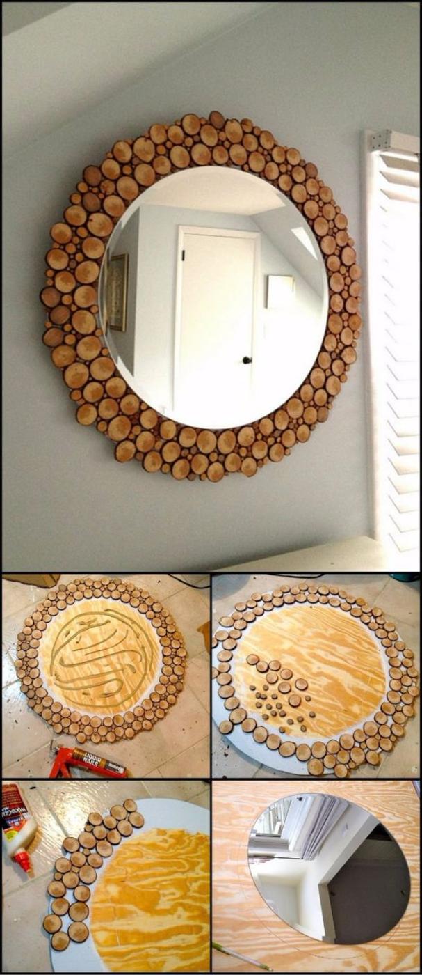 DIY Wood Slice Mirror, a fast weekend build even for a novice and a look that beats anything from a store