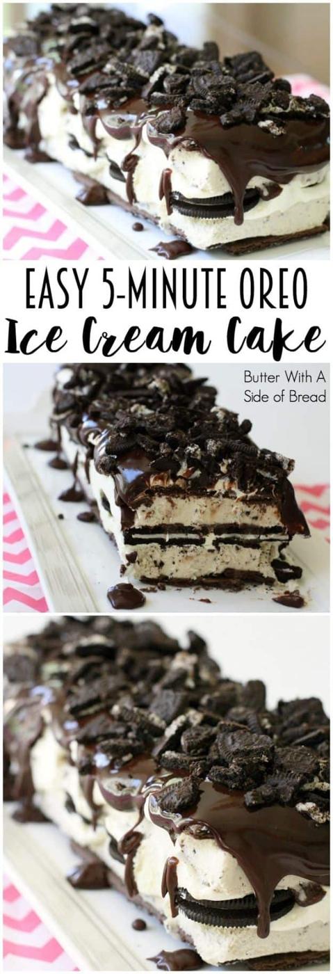 Quick Dessert Recipes - Easy 5-Minute Oreo Ice Cream Cake Recipe - Fast Desserts to Make In Minutes - Sweet Treats, Cookies, Cake and Snack Ideas