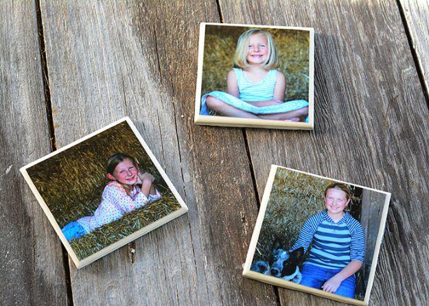 Easy DIY Photo Coasters, quick to wrap up once the pieces are ready and a present that beats another candle off a shelf