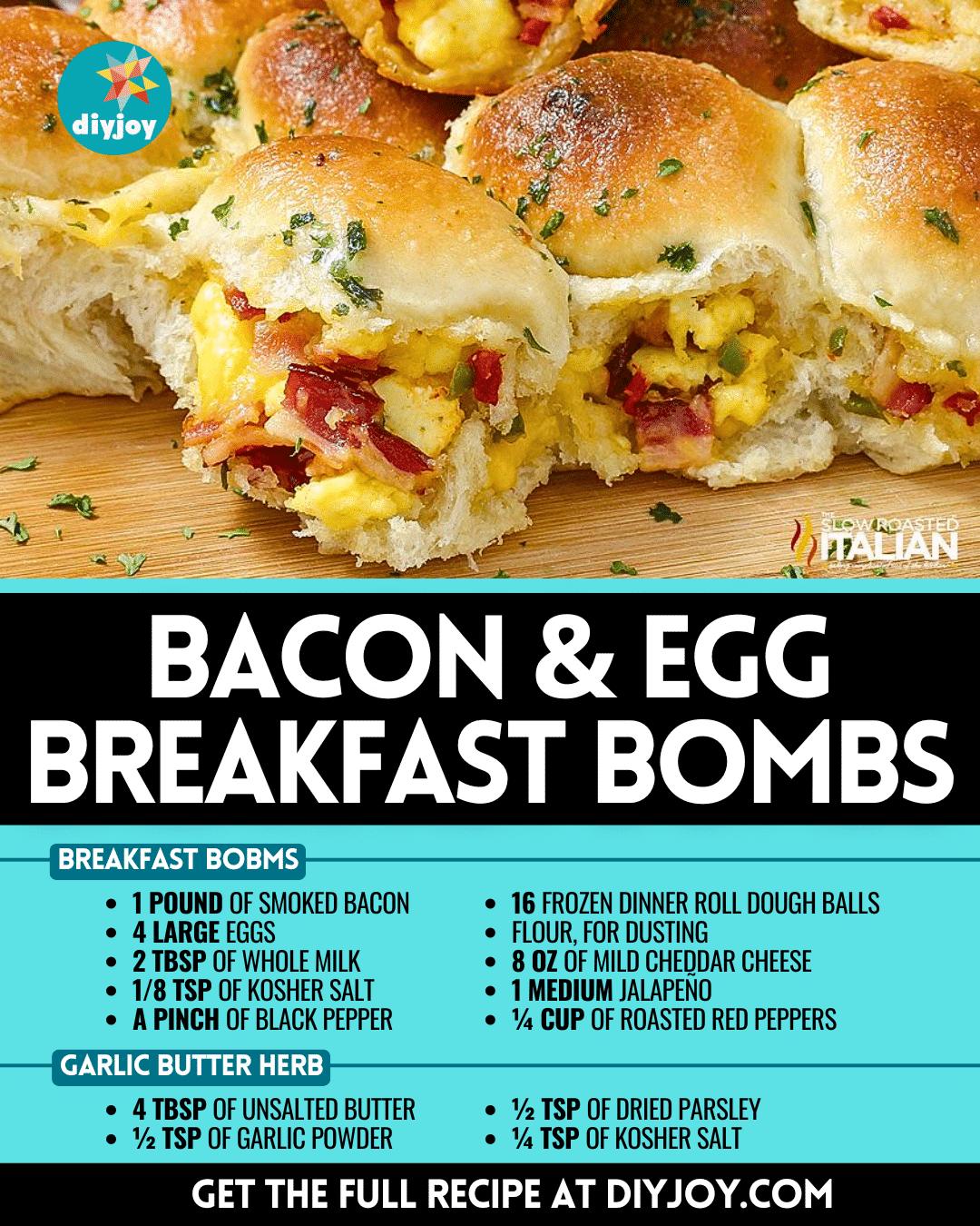 Cheesy Bacon & Egg Breakfast Bombs Recipe