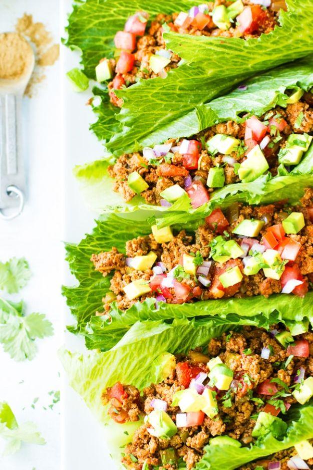 Ground Turkey Recipes - Ground Turkey Taco Lettuce Wraps - Healthy and Easy Turkey Recipe Ideas for Dinner, Lunch, Snack - Quick Crockpot and Instant Pot, Casserole, Meatballs, Pas