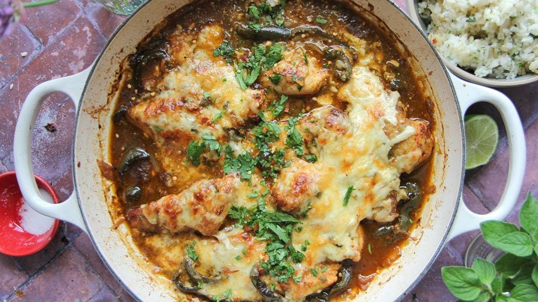 Easy Skillet Salsa Chicken w/ Cilantro Lime Rice Recipe