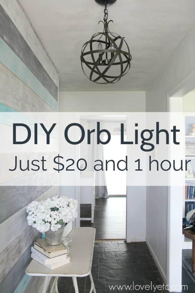 DIY Orb Light, quick to set up on a rainy afternoon and an accent that makes the whole room feel finished