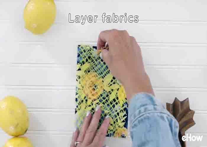 Layering the fabrics to make the reusable kitchen sponge
