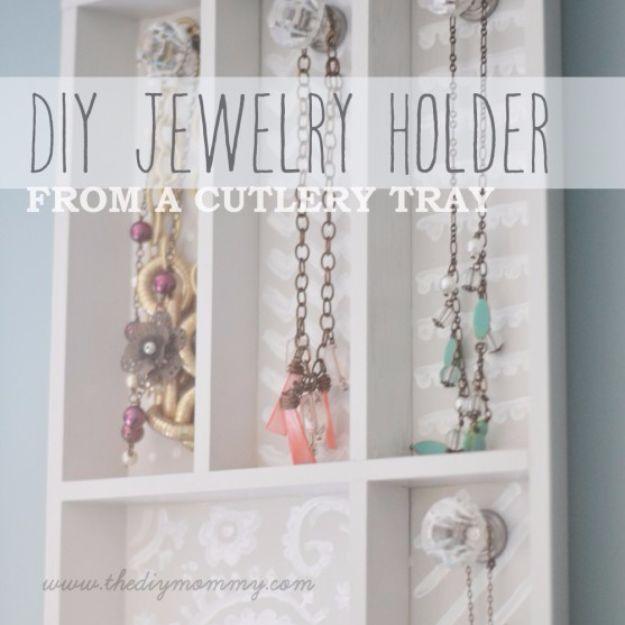 Jewelry Holder from a Cutlery Tray, cheap to pull off with items from a bargain aisle and a keepsake worth handing down