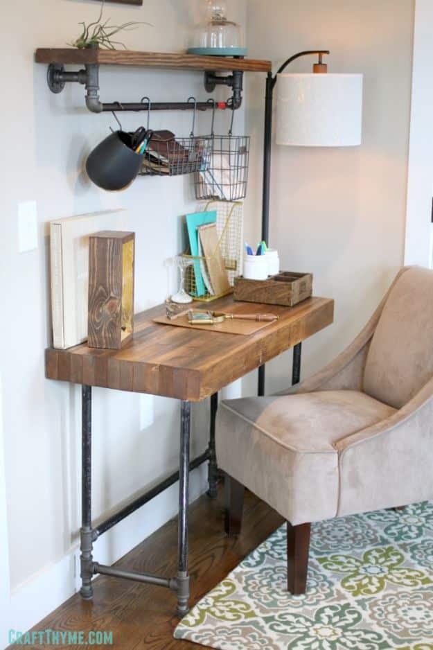 Custom Industrial Wooden Desk, quick enough to finish before nap time and warmth that a plain corner was missing
