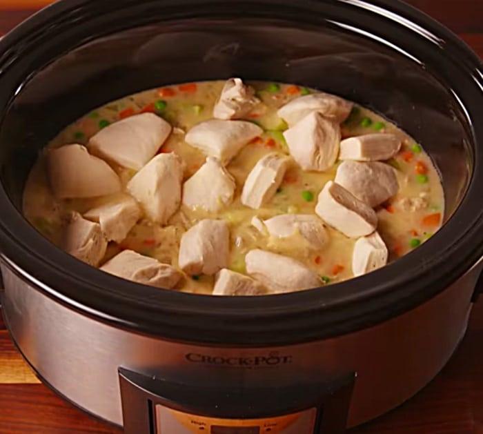 Try making Chicken and Dumplings with canned biscuits in the crockpot slow cooker