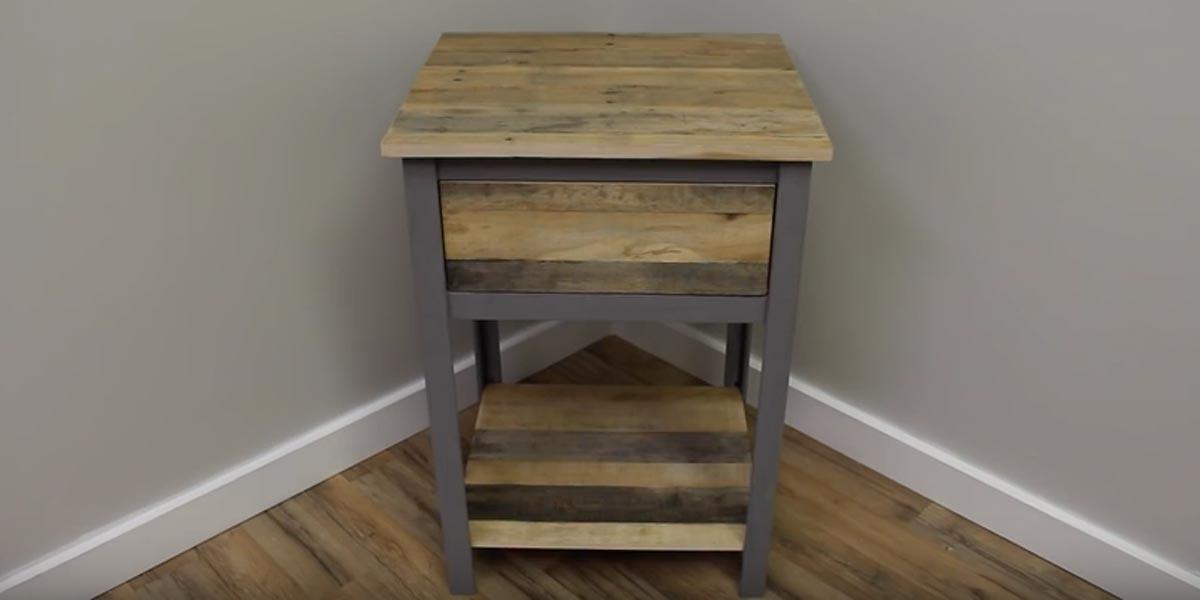 He Makes An Industrial Nightstand Out of Pallet Wood — So Awesome!