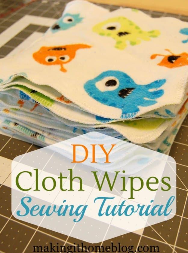 DIY Cloth Wipes Sewing Tutorial, great for a first time gift maker to attempt and simple to pull off