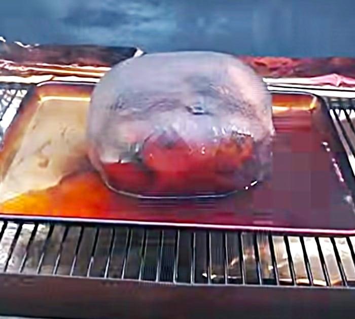Smoke a watermelon on the barbecue pit for six hours