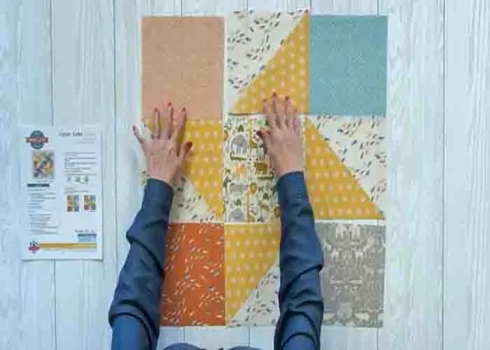 Assembling the layer cake shake quilt block