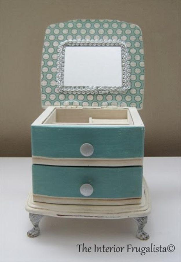 Thrift Store Jewelry Box Makeover, low mess and low stress to make and a small upgrade with a real visual payoff