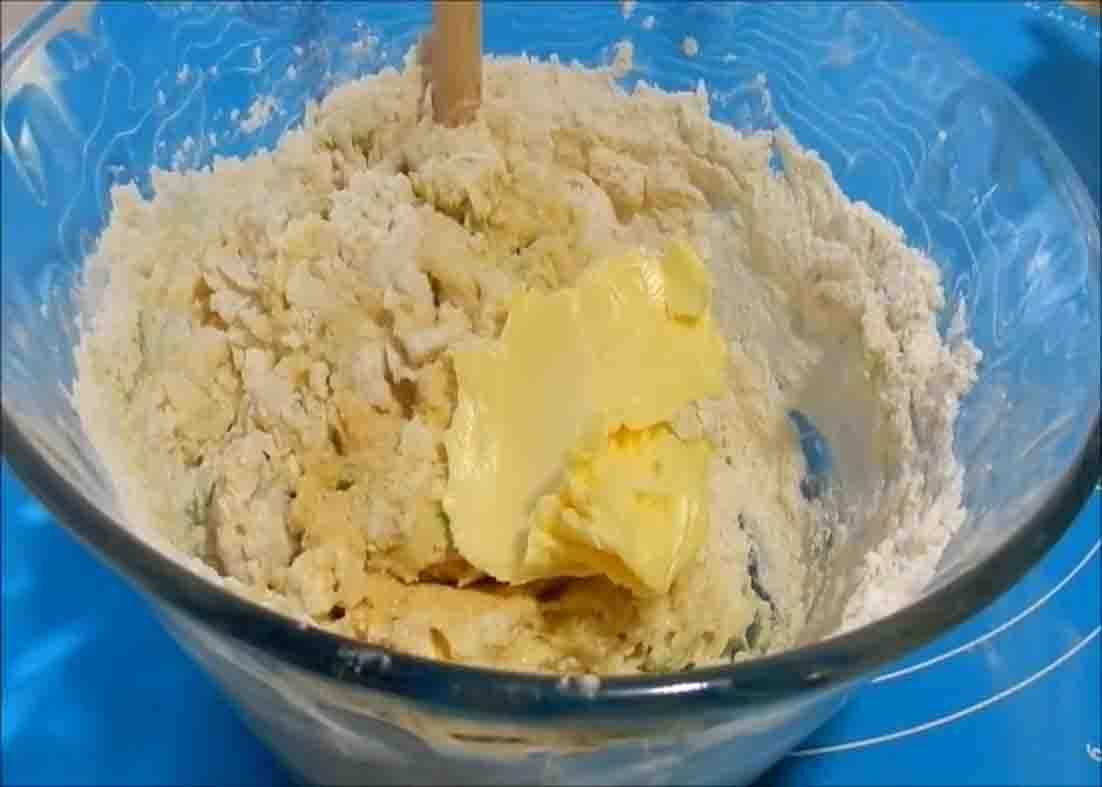 Making the dough for the mozzarella cheese balls