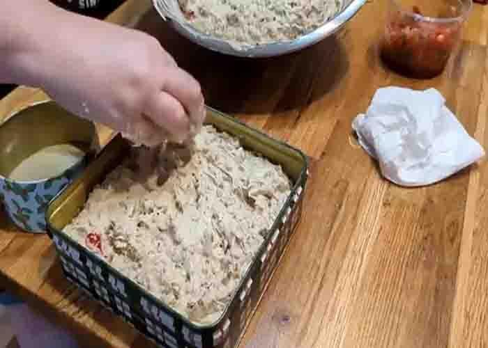 Baking the holiday pecan fruit cake