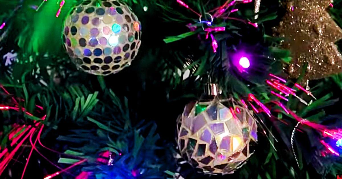 DIY Disco Ball Ornament Using Old CDs