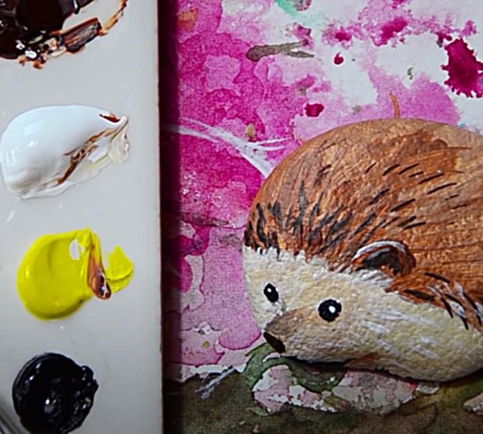 Paint A Rock Hedgehog With Craft Paint