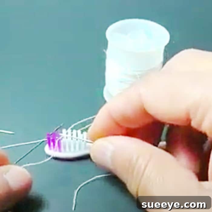 Toothbrush Needle Threading Hack 3 How To Thread A Needle With A Toothbrush - Easy Way To Thread A Needle - Toothbrush Hacks