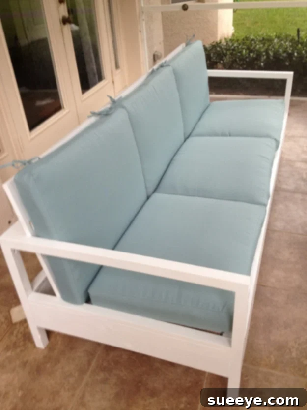 Build an Elegant Simple White Patio Sofa for Outdoor Relaxation Simple white DIY patio sofa for an elegant and fresh outdoor space