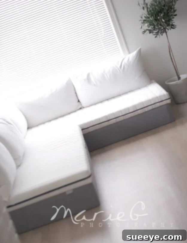 Inexpensive DIY Sofa with IKEA Components for a Stylish Home IKEA-inspired DIY sofa for a modern and budget-friendly living room