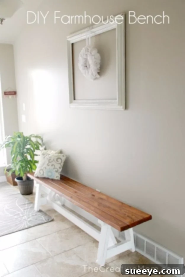 DIY Farmhouse Style Decor Ideas - DIY Farmhouse Bench - Creative Rustic Ideas for Cool Furniture, Paint Colors, Farm House Decoration for Living Room, Kitchen and Bedroom #diy #diydecor #farmhouse #countrycrafts DIY Farmhouse Style Decor Ideas - DIY Farmhouse Bench - Creative Rustic Ideas for Cool Furniture, Paint Colors, Farm House Decoration for Living Room, Kitchen and Bedroom #diy #diydecor #farmhouse #countrycrafts