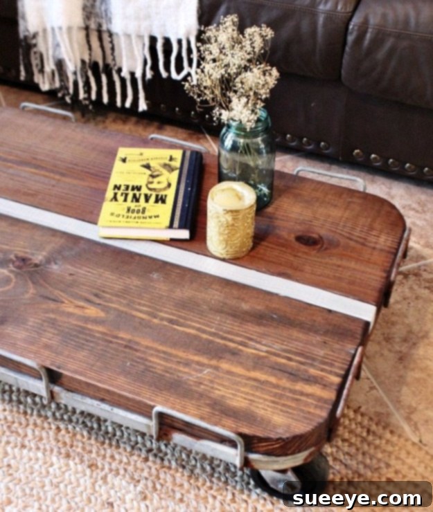 DIY Farmhouse Style Decor Ideas - Industrial Cart Coffee Table DIY - Creative Rustic Ideas for Cool Furniture, Paint Colors, Farm House Decoration for Living Room, Kitchen and Bedroom #diy #diydecor #farmhouse #countrycrafts DIY Farmhouse Style Decor Ideas - Industrial Cart Coffee Table DIY - Creative Rustic Ideas for Cool Furniture, Paint Colors, Farm House Decoration for Living Room, Kitchen and Bedroom #diy #diydecor #farmhouse #countrycrafts