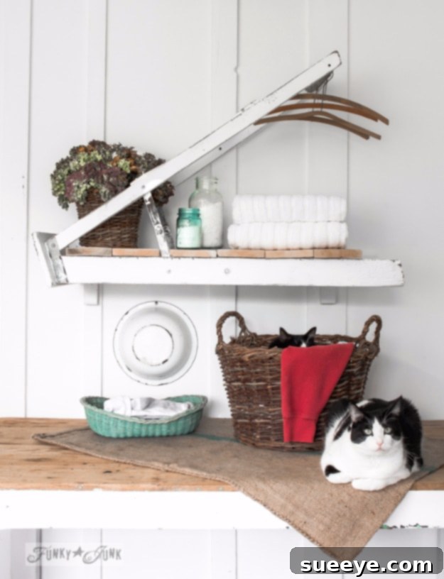 DIY Farmhouse Style Decor Ideas - Ladder Laundry Room Shelf - Creative Rustic Ideas for Cool Furniture, Paint Colors, Farm House Decoration for Living Room, Kitchen and Bedroom #diy #diydecor #farmhouse #countrycrafts DIY Farmhouse Style Decor Ideas - Ladder Laundry Room Shelf - Creative Rustic Ideas for Cool Furniture, Paint Colors, Farm House Decoration for Living Room, Kitchen and Bedroom #diy #diydecor #farmhouse #countrycrafts