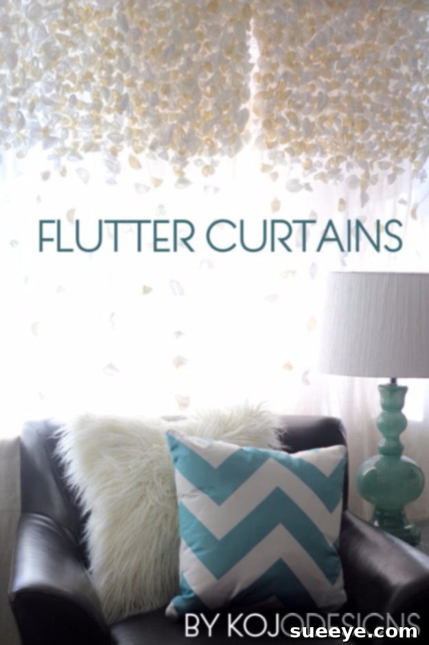 Anthropologie Knock Off Flutter Curtains DIY Anthropologie-inspired flutter curtains in a light color.