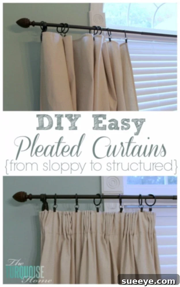 DIY Easy Pleated Curtains Beautifully tailored, easy-to-sew pleated curtains.