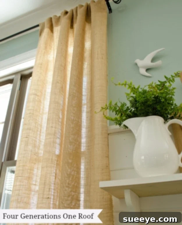 Burlap Curtains DIY Textured curtains made from natural burlap fabric.